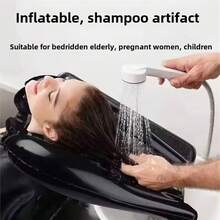 1pc Inflatable Shampoo Basin, Portable Wash Basin Suitable For Bedroom, Disabled, Injured, Wheelchair Users, Kitchen Sink, And Outdoor Camping, Essential For New School Term - Multicolor - View 5