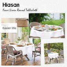 Round Linen Table Cover 50 Inch - Wrinkle And Stain Resistant Washable Polyester Fabric Table Cloth For Dining Room Kitchen Party, White - White50Round - View 7