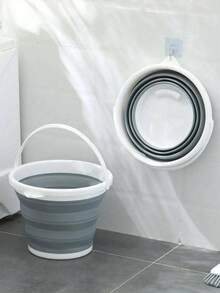 1 Portable Foldable Plastic Silicone Bucket, Foldable Car Wash Basin, Large Capacity Fishing Bucket, Household Water Storage Bucket, Home Bathroom Decoration For Summer