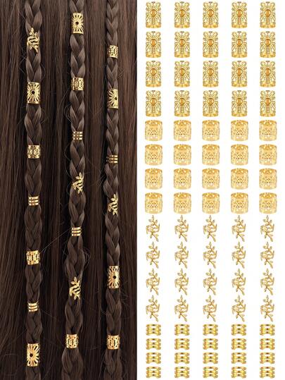 80 piezas Anillos para rastas - Accesorios para el cabello de aleación con estilo, joyería para el cabello con rastas para niñas y mujeres