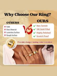 Milacolato Stackable Chunky Gold Rings For Women Non Tarnish Dainty 14K Gold Plated Stacking Thumb Rings Set  Gold Wedding Band Ring Size 5-11 - Multicolor - View 2
