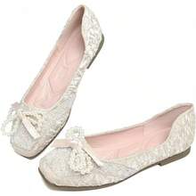 SAILING LU Square Toe Flats Shoes Rhinestoned Bowknots Ballet Flats For Women Studded Dress Shoes Comfort Light Weight LoafersChristmas - D-杏 - 查看 3