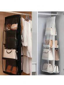 1个6/8格节省空间收纳袋，多层悬挂式钱包整理架，适用于衣柜、壁橱，可折叠设计，不用时易于收纳，便携，适用于卧室、客厅、走廊、衣柜、壁橱或置物架