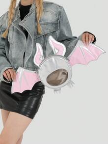 1 Pc New Fashionable And Fun Halloween Themed Devil Bat Shaped PU Leather Crossbody Bag With Wings And Foldable Design For Women For Outdoor&Halloween Themed Party&Halloween Costume Matching&Gift For Friends, Perfectly Matching With Halloween Costumes Women