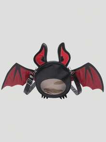 1 Pc New Fashionable And Fun Halloween Themed Devil Bat Shaped PU Leather Crossbody Bag With Wings And Foldable Design For Women For Outdoor&Halloween Themed Party&Halloween Costume Matching&Gift For Friends, Perfectly Matching With Halloween Costumes Women