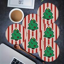 2pcs/4pcs/6pcs Christmas Tree Pattern Printed Diatomite Placemats, Home Decor, Suitable For Christmas Gifts, Christmas Decorations, Applicable To Dining Table, Coffee Bar, All Seasons, Washable Placemats, Room Decor, Coasters, Drink Mats, Drain Mats, Kitchen Dining Table Mats, Indoor/Outdoor Party Decorations, Home Decor, Ideal Gifts