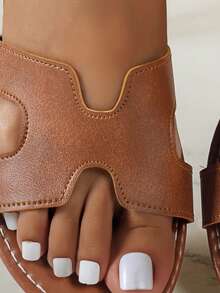Wide Fit Fairy Style Flat Open Toe Sandals For Women, Summer 2025, Gorgeous Flat, Comfortable & Extra Wide Fit Ladies Sandals - Brown - View 6