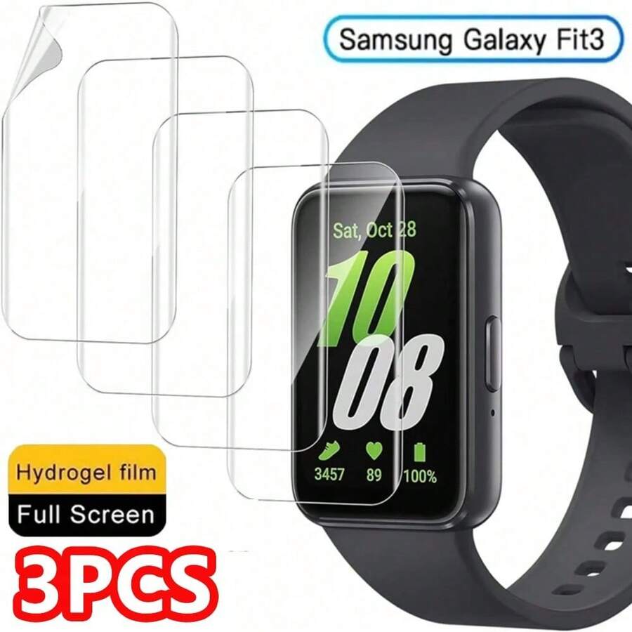 Protetor de Tela Anti-Arranhões para Galaxy Fit 3, Filme Hidrogel Macio, Filmes Protetores Não de Vidro, Capa de Relógio HD Transparente, Pele Flexível e Durável, Cobertura Completa, Filme TPU