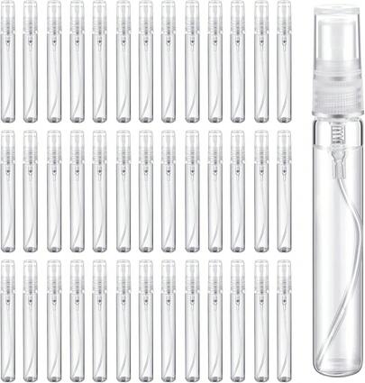 Mini botellas en aerosol, Botellas de perfume de vidrio transparente de 10 ml, 70 botellas vacías de viaje, Recipientes líquidos reutilizables, para limpieza, perfume