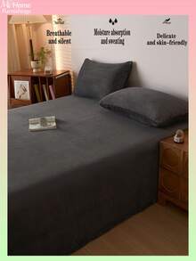 1pc Crystal Velvet Solid Color Flat Sheet, Bedding, Soft & Skin-Friendly, Multiple Colors Available, Simple & Fashionable Home Decor, Suitable For Men, Women, Dorm, Bedroom, Soft & Comfortable Bedding, Machine Washable, Simple & Casual Daily Use, Available In Twin, Full, Queen, King Sizes - Multicolor - View 6