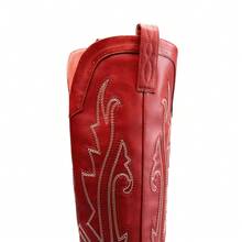 Botas Vaqueras para Mujer hasta Las Rodilla, Cowboy Boots para Dama con Tacón - Rojo - Ver 7