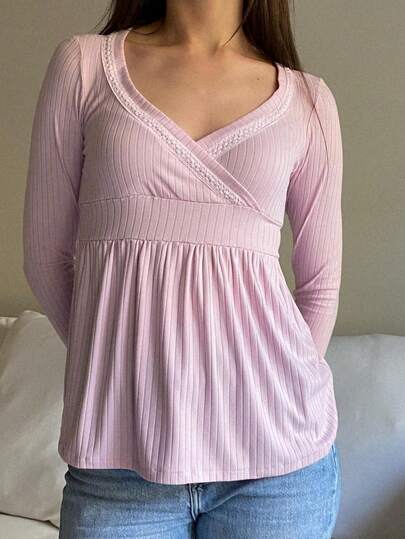 Women Fairy Tops Grunge Shirts Y2k Long Sleeve Lace Shirt Collar Vintage Slim Blouse Aesthetic Autumn Winter Clothes Going Out Top