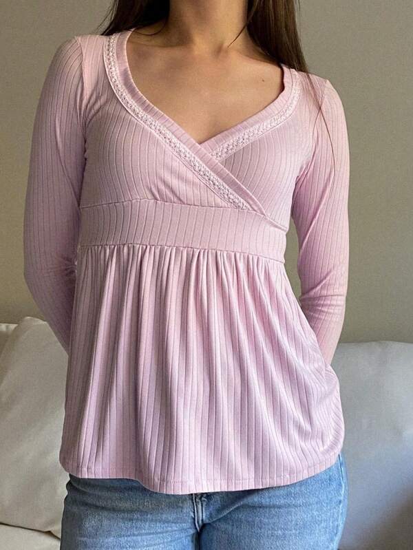 Women Fairy Tops Grunge Shirts Y2k Long Sleeve Lace Shirt Collar Vintage Slim Blouse Aesthetic Autumn Winter Clothes Going Out Top