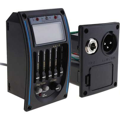 Pré-amplificador de guitarra acústica de 5 bandas, equalizador, captador piezoelétrico LCD, afinador e amplificador para guitarra