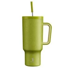 Meoky Bình giữ nhiệt có tay cầm và ống hút 40oz, bình nước cách nhiệt chân không có nắp ống hút, cốc du lịch cách nhiệt bằng thép không gỉ, chống rò rỉ 100%, giữ lạnh đến 34 giờ hoặc giữ nóng đến 10 giờ (màu mờ nứt). - Màu xanh Ô liu - Xem 9