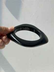 1pc Vintage New Transparent Gray-Black Resin Bracelet, Asymmetrical Thick Elastic Patchwork Bracelet, Fashionable High-End Jewelry For Women - Multicolor - View 13