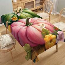 1pc Thanksgiving Autumn Creative Dual-Color Pumpkin Print Holiday Decorative Tablecloth, Absorbent Dirt-Resistant Dining Table Cover, Warm & Comfortable Home Decor Rectangular Coffee Table Cloth - Multicolor - View 7