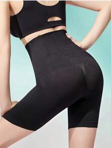 Plus Size High-Waist Seamless Tummy Control Shaping Shorts L-5XL – 3D Contour Cut With Anti-Slip V-Waistline & Breathable Stretch Fabric For Postpartum Recovery, Hip Lift, And Slimming Support. Flattering All-Body-Types Silhouette For Curvy Girls. Soft Lining Gusset, Non-Roll Edges, All-Day Comfort - 黑色 - 查看 6