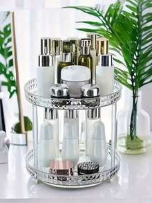 三层360°旋转收纳架，多功能桌面整理架，化妆品/浴室/厨房收纳架，展示架，珠宝盒，收纳袋，化妆刷架，化妆刷收纳架，香水收纳盒，化妆包，女士礼物，圣诞礼物，女士送礼佳品 - 香檳色 - 查看 7