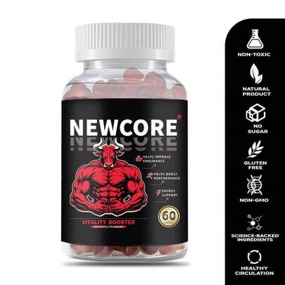 Newcore 7-In-1 Nitric Oxide Booster - Maca Root & L-Arginine & Ashwagandha &  Goat  & Shilajit & Tongkat Ali & Beet Root Gummy For Blood Flow, Energy & Stamina Support | 100% Natural