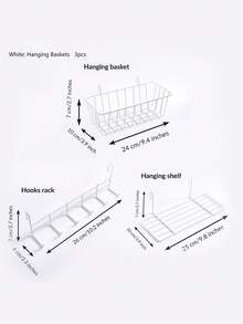 2 件金属墙网格板，带篮子、架子和挂钩 - 黑白线材整理架，适用于照片展示、家居、办公室和厨房装饰、网格墙板展示 - 均碼 - 查看 15
