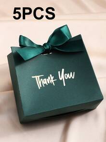 5/10pcs Kraft Paper Mini Gift Bags/Boxes, Foil Thank You Pattern Design With Gold Ribbon Bow, Suitable For Wedding, Valentine's Day, Birthday Party, Holiday Small Gifts Packaging, Halloween Candy, Snacks, Christmas Gifts, Christmas Tree Decor - Thank You Box - View 9