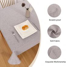 Faux Linen Rectangle Tablecloth - Wrinkle And Stain Resistant Washable Table Cloth For Kitchen Dining Room Holiday Table Cover For Dinner, Stone, 60 X 140 Inch - Stone140x60Rectangular - View 5