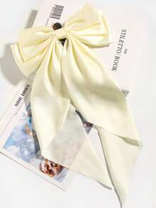 1 Pc Satin Fabric Bowknot Silk Hair Clip Accessory, For Everyday Wear Valentine's Day Claw Clips Hair Claws Hair Barrettes, Bows, Cute, Hair Accessories For Women, Head Accessories - Beige - View 5