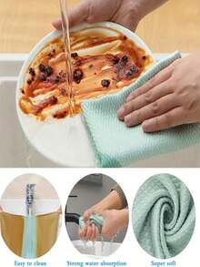 10pcs Super Absorbent Microfiber Towels, Kitchen Cleaning Cloths, Non-Stick Oil Dish Cloths, Dish Towels, Home Cleaning Rags - Color Mixing - View 8