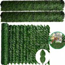 300cm*100cm cerca verde simulando hojas balcón patio decoración planta ratán plástico simulando plantas verdes adecuado festival boda múltiples escenas navidad Christmas cerca verde navideña decoración moderna patio jardín sala - verde oscuro - Ver 2