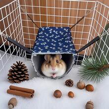 Small Animal Hideaway& Hammock, Cozy House With Roof For Small Pets To Sleep And Hide - Washable Pet Cave& Hideout Corner, Hanging Hammock Hideout Bed, Cage Accessories For Guinea, Hamster, Rat, Glider, Squirrel, Ferret, Kitten, Squirrel, Chinchilla
