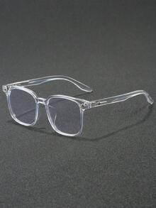 1 Pair Men's PC Square Large Frame Rivet Personalized Clear Lens Glasses, Fashionable Versatile, Suitable For Business Meetings, Fashion Outfits, Party Gatherings, Computer Office Work, Computer Gaming - Multicolor - View 2