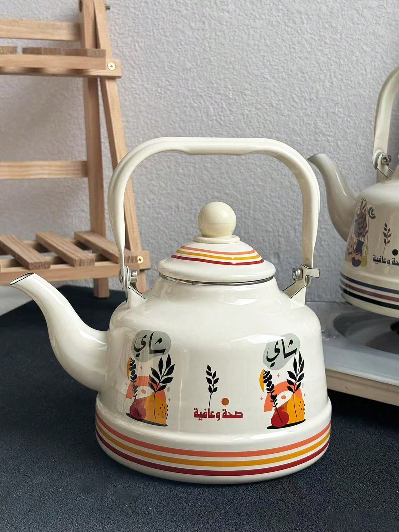 طقم إبريق قهوة مطلي بالمينا، إبريق مطلي بالمينا با...