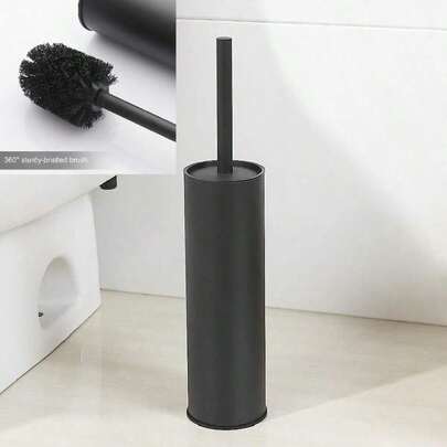 Bathroom Stainless Steel Black Toilet Brush Set,Toilet Bowl Brush And Holder Odor Resistant Long Tube Home Supplies