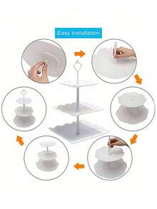 2set/1set 3-Layer White Cake Stand, Cookie Tray And Cupcake Tower, Ideal For Decorating Cakes On Weddings, Graduation Parties And Other Occasions/Holidays & Party Supplies / Cake Decorating Supplies /Cupcake Stands/Room Decor/Halloween Decor/Halloween/Fall Decor/Home Decor/Fall Decorations For Home/Kitchen Accessories