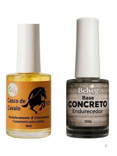 Kit Base Endurecedora + Base Casco de Cavalo Para Unhas Fracas e Quebradiças Com  Cálcio E Queratina 10ml..