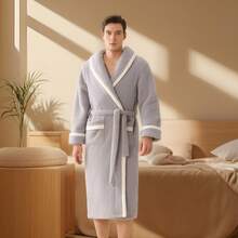 Plush Cloud Robe For Women & Men, Thick Shawl Collar Long Sleeve Fuzzy Sleepwear Loungewear, Warm, Fluffy & Soft Bathrobe, Couple Home Warm Sleepwear