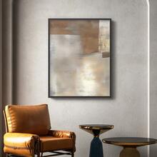 1pc Restickable Framed Modern Rustic Abstract Art Print, Wood Frame, Soft Geometric Shapes, Textured Brushwork, Contemporary Neutral Tones, Statement Wall Art Home Decor, Wall Art For Living Room, Entryway, Bedroom Art, Made In USA, Ready To Hang Art Prints - Black - View 4