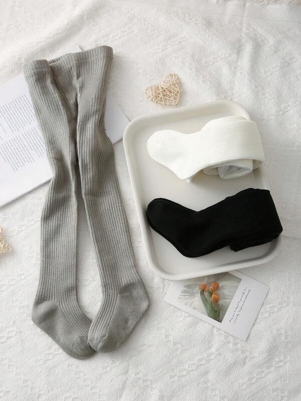 paquete de 3/1 Mallas forradas de felpa para niñas, leggings suaves y cálidos, aptos para otoño/invierno, vuelta al colegio, campus, deportes, aula, nuevo semestre, estudiantes, viajes, vacaciones - Color aleatorio