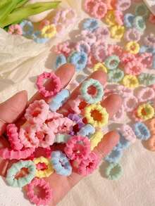 100/300/500 件螺纹防滑发带，多色高弹力橡胶毛巾发带，女孩蝴蝶结发夹，适合日常佩戴的四季发饰，节日礼物 - 彩色 - 查看 4