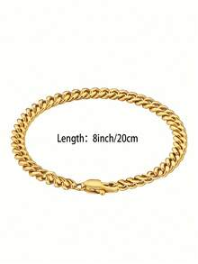 1 件 18K 镀金不锈钢手链，4 毫米宽简约手镯，男女通用时尚珠宝礼物，父亲节的完美之选 - 金色 - 查看 8