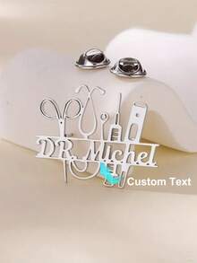 Broche de corazón de estetoscopio vintage personalizado, chapado en oro de 18K en acero inoxidable, Insignia con nombre personalizada para médicos, enfermeras, veterinarios, regalo ideal para profesionales médicos, presente de Acción de Gracias, Navidad y Año Nuevo (Individual, sin caja de regalo)