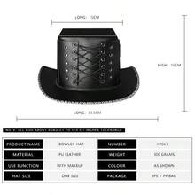 Pălărie de magician negru cu știfturi, accesoriu pentru costum de petrecere pentru gentleman, set de mărimi pentru adulți și adolescenți - Negru - Vizualizare 4