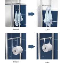Dragonpad Over The Toilet Storage For Bathroom, 2Tier/3Tier Stainless Steel Or Iron Over Toilet Organizer Rack, Freestanding Above Over Toilet Storage Shelf With Hooks And Paper Holder For Bathroom - White Iron-3 Tier - View 8