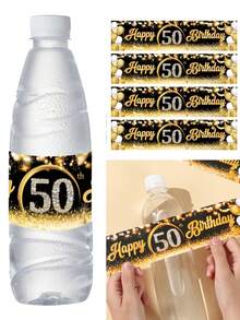 10 个黑金色 18 岁 21 岁 30 岁 40 岁 50 岁 60 岁生日瓶贴纸，带有“生日快乐”，饮料矿泉水瓶装饰贴纸，生日派对装饰用品，生日礼物，派对礼物，18 岁生日装饰，30 岁生日装饰，40 岁生日装饰，50 岁生日装饰，60 岁生日装饰
