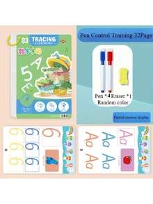 [Reusable Notebook] 32-Page Reusable Magic Practice Notebook Set | Durable Binding, Whole Brain Development, Pen Control Training & Drawing Education Workbook | Color Pages, Paper Material, Educational Workbook, Learn Writing Skills