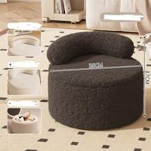 Lamb Wool Shoe Changing Stool, Home Use Small Stool With Backrest, Round Stool, Living Room Sofa Stool, Entrance Shoe Changing Stool, Small Chair