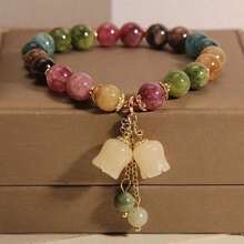 Rainbow Tourmaline Bracelet Niche Luxury Lily Of The Valley Pendant Bracelet Bestie Birthday Gift