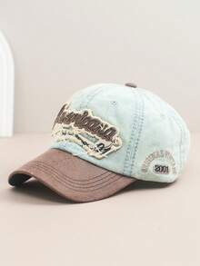 1pc Embroidered Suede Baseball Cap, Distressed Vintage Look Sun Hat
