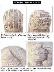 alicegarden 1 合成耐热假发，带刘海，银色长卷假发，36 英尺长，由纤维制成，适合日常使用，自然仿真假发 - 銀色 - 查看 6